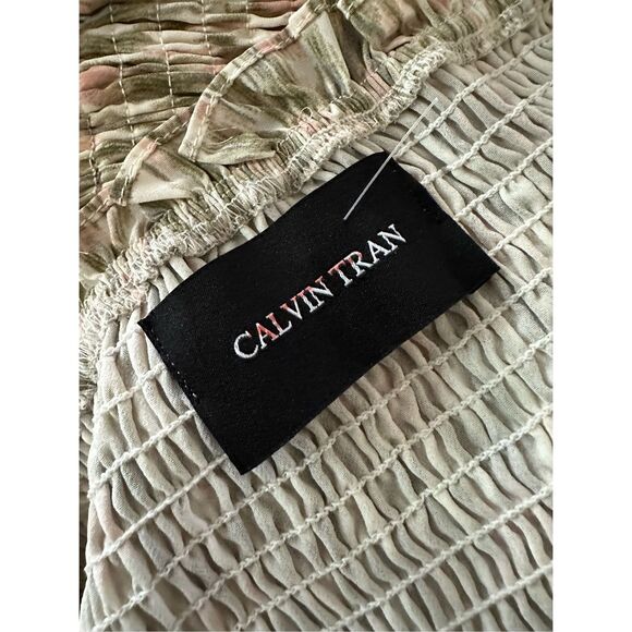 CALVIN TRAN NEW YORK FLORAL SMOCKED DRESS - Picture 7 of 9